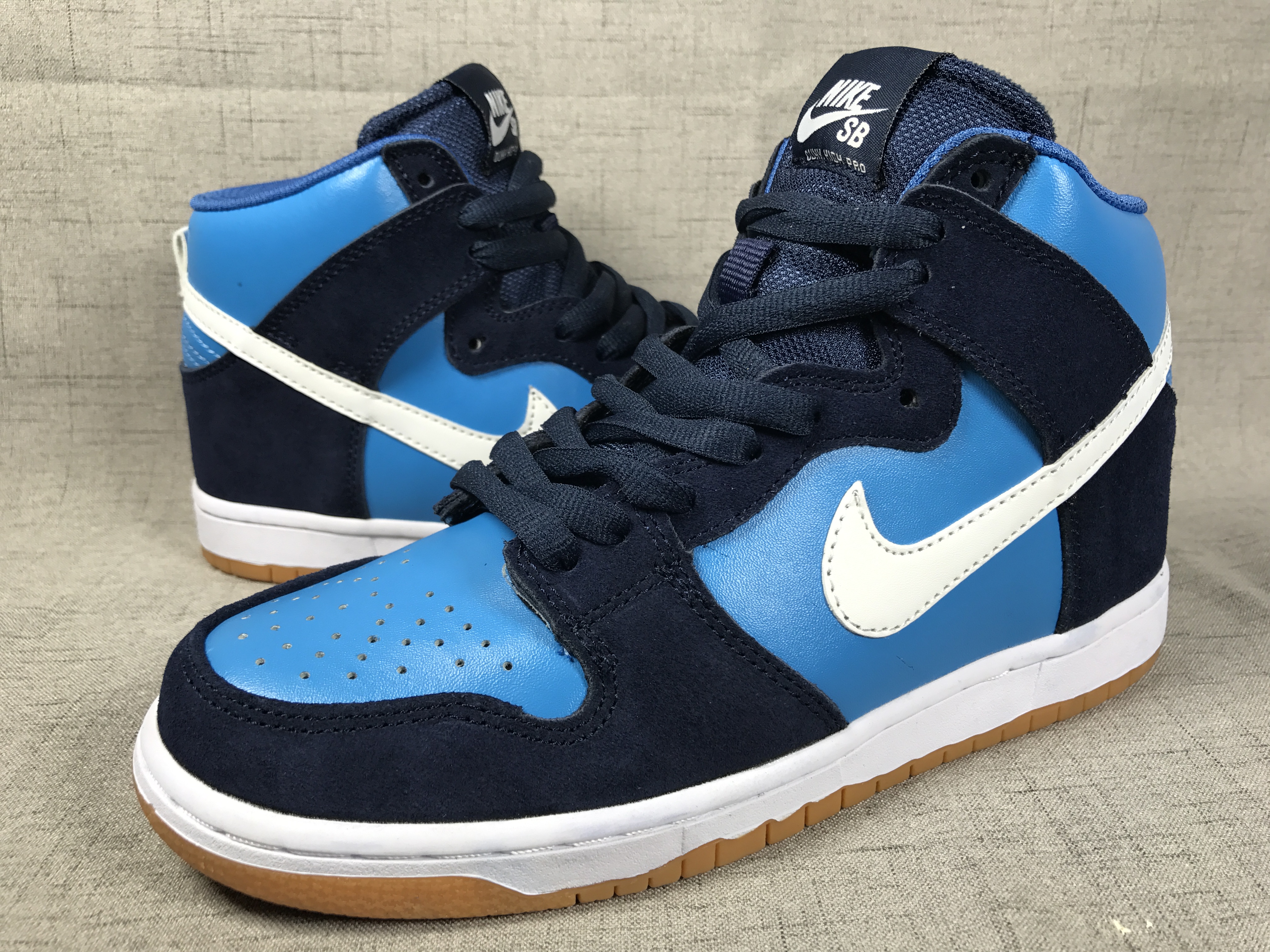 Men Nike SB Dunk High Pro Blue White Shoes